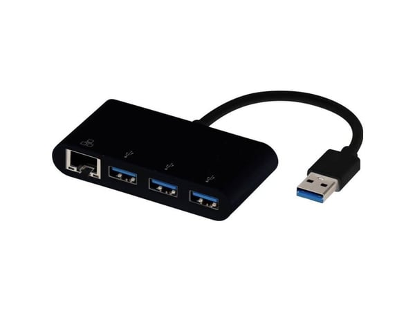 Vivanco VVITHUBTY3PO1LAN, Koblet med ledninger (ikke trådløs), USB 3.2 Gen 1 (3.1 Gen 1) Type-A, Svart, USB, USB Type-A, 0,1 m