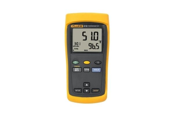 Fluke 51 II, 86 mm, 173 mm, 38 mm, 400 g, Grå, Oransje, F, K, °C