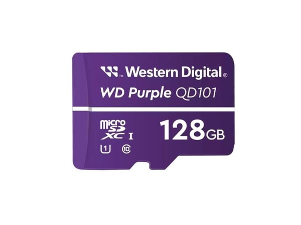 WD Purple SC QD101 WDD128G1P0C - Flash-minnekort - 128 GB - UHS-I U1 / Class10 - microSDXC UHS-I - lilla