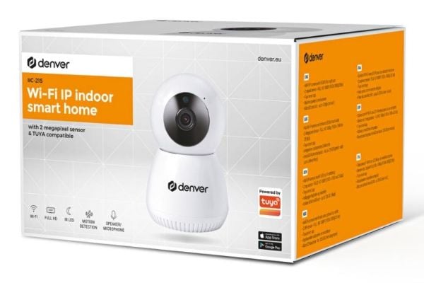 Denver IIC-215MK3, IP-sikkerhetskamera, Innendørs, Trådløs, Bord, Hvit, Kuppel