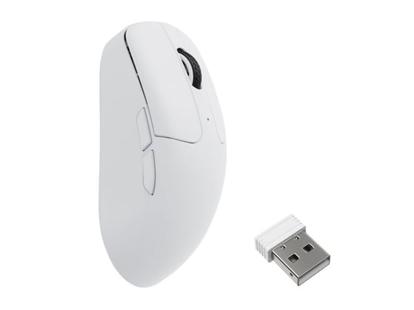 Keychron M2 - Mus - ergonomisk - optisk - 7 knapper - kablet, trådløs - 2.4 GHz, USB-C, Bluetooth 5.3 - USB trådløs mottaker - hvit