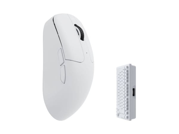 Keychron M2 - Mus - ergonomisk - optisk - 7 knapper - kablet, trådløs - 2.4 GHz, USB-C, Bluetooth 5.3 - USB trådløs mottaker - hvit