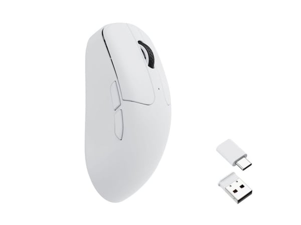 Keychron M2 - Mus - ergonomisk - optisk - 7 knapper - kablet, trådløs - 2.4 GHz, USB-C, Bluetooth 5.3 - USB trådløs mottaker - hvit