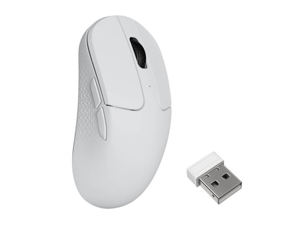Keychron M3 Mini - Mus - ergonomisk - optisk - 5 knapper - trådløs, kablet - 2.4 GHz, Bluetooth 5.3, USB-C - hvit