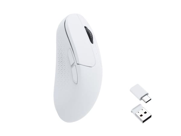 Keychron M3 Mini - Mus - ergonomisk - optisk - 5 knapper - trådløs, kablet - 2.4 GHz, Bluetooth 5.3, USB-C - hvit
