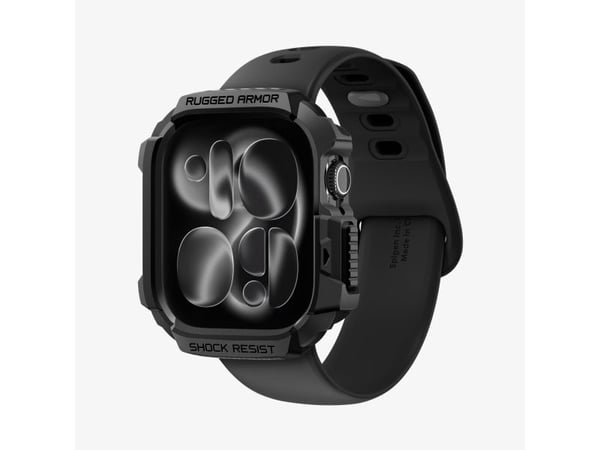 Spigen Rugged Armor 2, Etui, Smartklokke, Svart, Apple, Apple Watch 10/11 (46mm), Termoplastisk polyuretan (TPU)