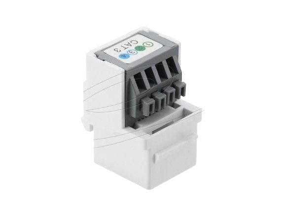 Delock - Keystone module - RJ-11 (hunn) til 4-pins terminalblokk - uskjermet - CAT 3 - hvit