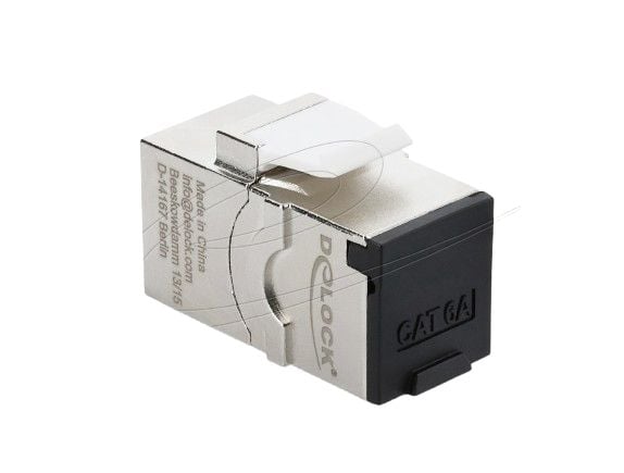 Delock - Keystone module - RJ-45 (hunn) til RJ-45 (hunn) - skjermet - CAT 6a - svart, hvit, sølv