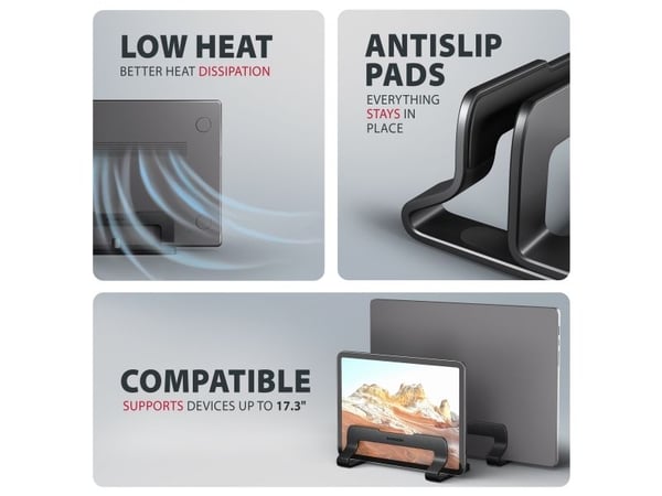 AXAGON - Stativ for notebook/nettbrett (vertikal) - 10" - 17.3" - svart