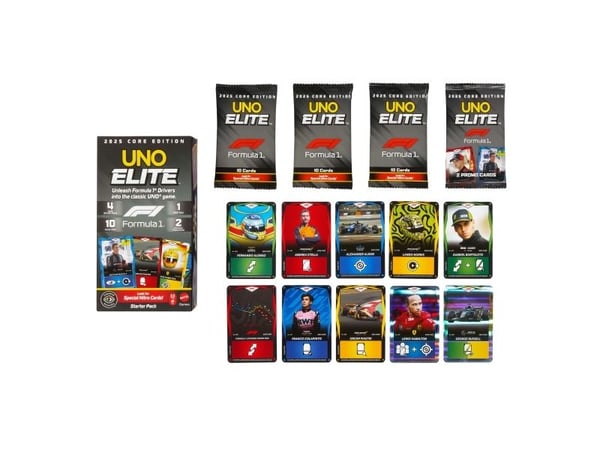 Games UNO Elite Formula 1 2025 Core Edition Starter Pack, Kort Spill, Shedding, 7 år