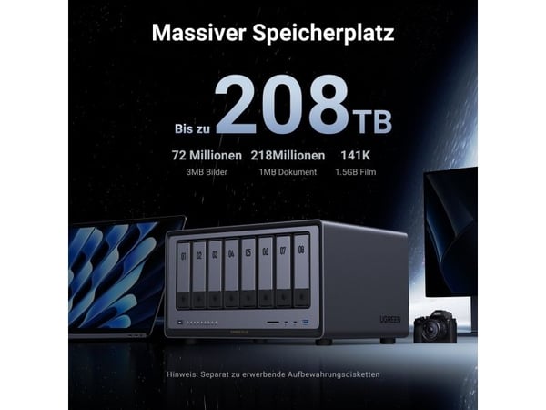 UGREEN NASync DXP8800 Plus 8-Bay NAS 0/8 SATA + 0/2 M.2 SSD, 2x 10GbE, 8GB RAM