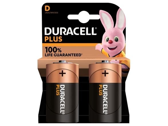 Batterier Duracell Plus Power D alkaliske 2 stk/pakning