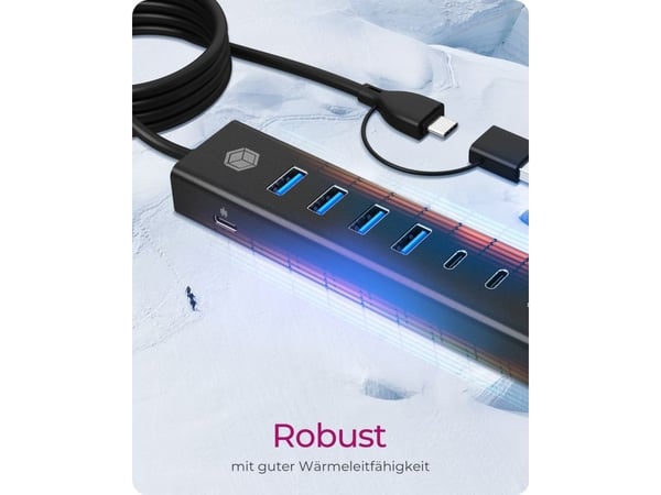 ICY BOX IB-HUB1737-C3 - Hub - 4 x USB 3.2 Gen 1 + 3 x USB-C 3.2 Gen 1 - stasjonær