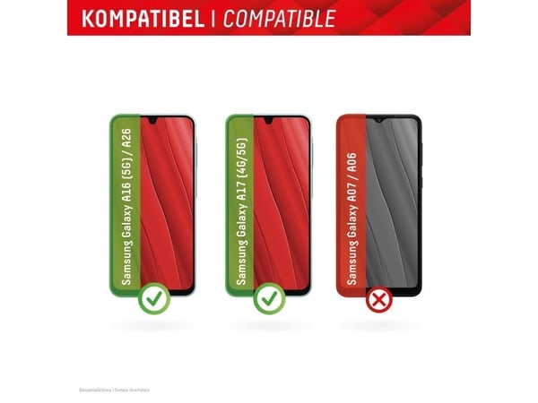 Displex 02072, Samsung, Galaxy A26/A16 (5G)/A17 (4G/5G), Torr applicering, Break resistant, Smutsavvisande, Reptålig, Transparent, 1 styck