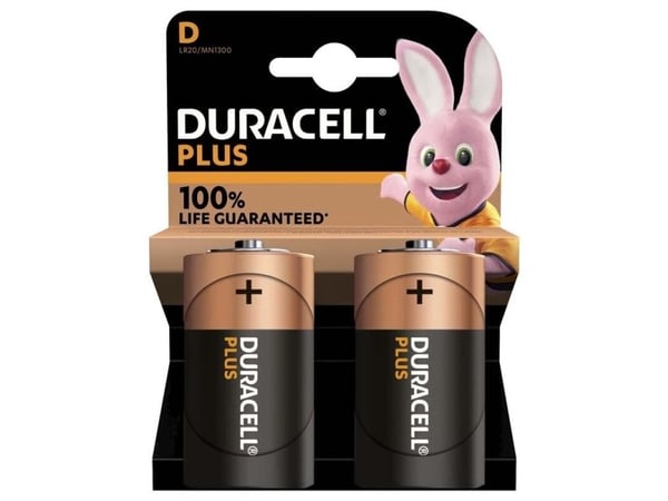 Batterier Duracell Plus Power D alkaliske 2 stk/pakning