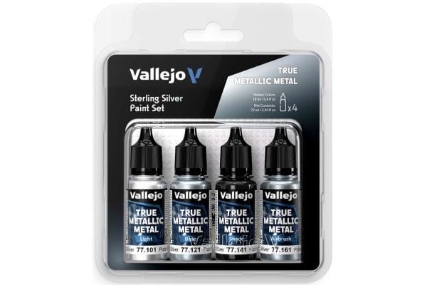 Vallejo 77.251 - True Metallic Metal - Sterling Silver, färgset
