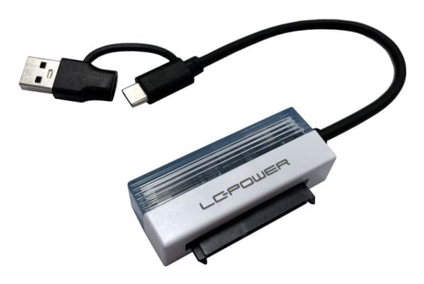 LC-Power LC-ADA-USB-SATA-25, USB Type-C, SATA, Mies, musta, Valkoinen, Läpinäkyvä, Teho, 5 Gbit/s