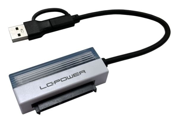 LC-Power LC-ADA-USB-SATA-25, USB Type-C, SATA, Mies, musta, Valkoinen, Läpinäkyvä, Teho, 5 Gbit/s