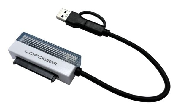 LC-Power LC-ADA-USB-SATA-25, USB Type-C, SATA, Mies, musta, Valkoinen, Läpinäkyvä, Teho, 5 Gbit/s