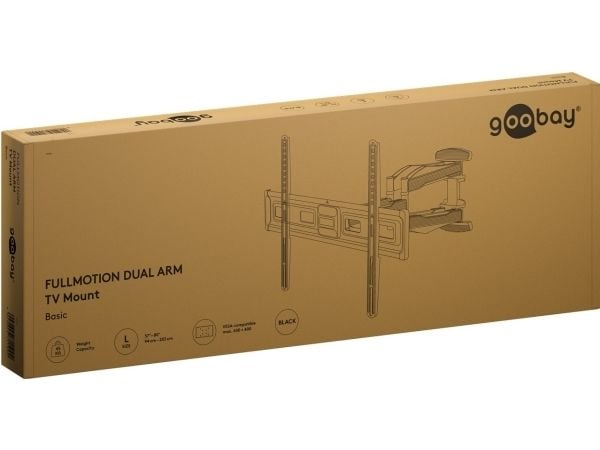 Goobay 71199, 200 x 200 mm, 600 x 400 mm, -12 - 3°, -60 - 60°, Stål, Svart