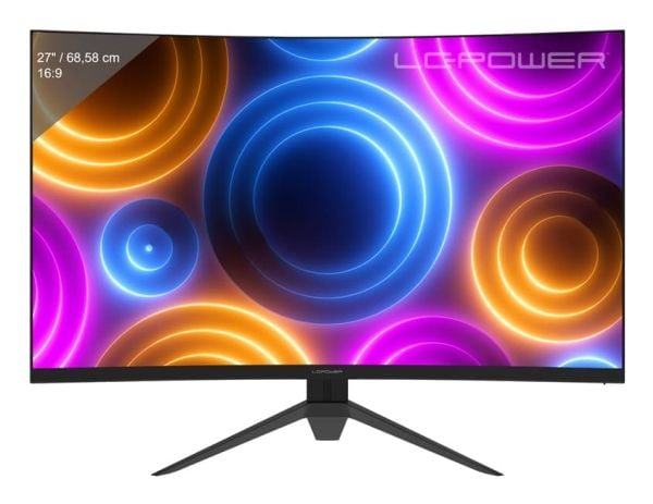 LC Power LC-M27QC - LCD-skjerm - gaming - kurvet - 27" - 2560 x 1440 QHD @ 180 Hz - 300 cd/m² - 4000:1 - 1 ms - 2xHDMI, 2xDisplayPort - svart