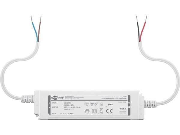 Goobay 74771, Elektronisk lystransformator, Hvit, IP67, -20 - 45 °C, 100 W, 220 - 240 V