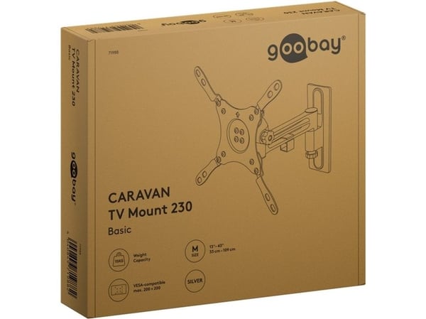 Goobay 71988, 75 x 75 mm, 200 x 200 mm, -45 - 55°, -90 - 90°, Aluminium, Stål, Sølv