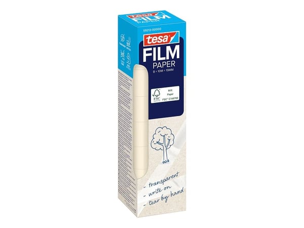 TESA tesafilm PAPER, 10 m, Gjennomsiktig, Papir, 19 mm, 8 stykker