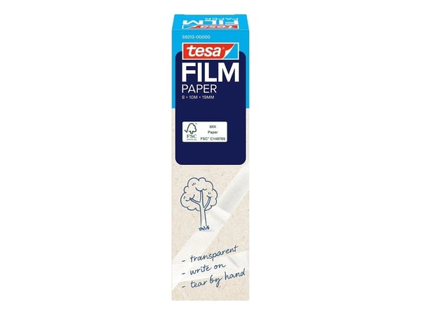 TESA tesafilm PAPER, 10 m, Läpinäkyvä, Paperi, 19 mm, 8 kpl