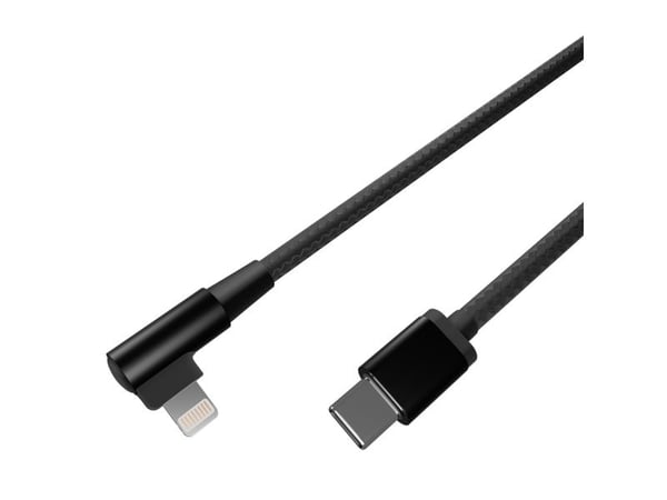 Gembird GEMBIRD USB-kabel USB-C-kabel - til 8 pins, vinklet, tekstilflettet, 0,2 m, svart