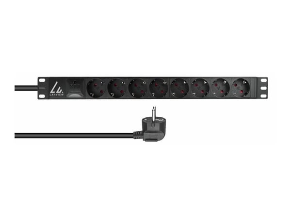 Lanview - Strømfordelingsenhed (rackversion) - AC 230 V - 1-faset - input: Type F - output-stikforbindelser: 8 (8 x Type F) - 1U - 19" - 2 m lednin...