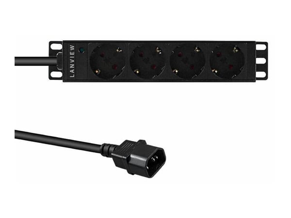 Lanview - Strømfordelingslist (kan monteres i rack) - AC 230 V - enkeltfase - inngang: IEC 60320 C14 - utgangskontakter: 4 (4 x strøm type F) - 1U ...
