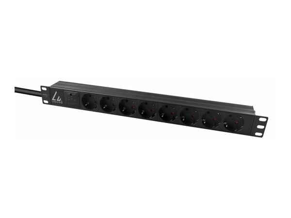 Lanview - Strømfordelingslist (kan monteres i rack) - AC 230 V - enkeltfase - inngang: type F - utgangskontakter: 8 (8 x Type F) - 1U - 19" - 2 m k...