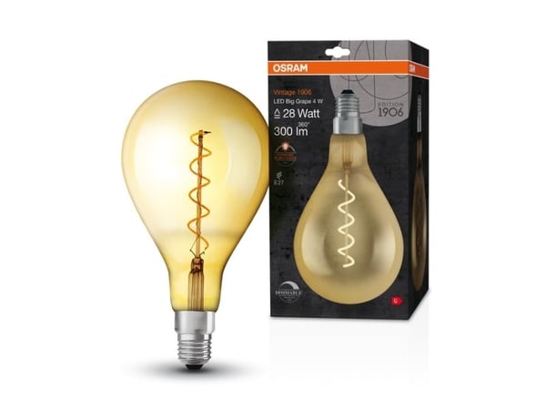 Osram Vintage 1906, 4 W, 28 W, E27, 300 lm, 15000 h, Lämmin valkoinen