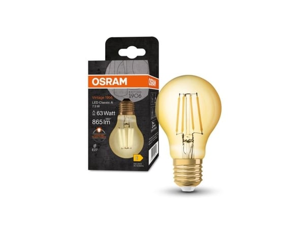 Osram Vintage 1906, 7,5 W, 63 W, E27, 865 lm, 15000 h, Lämmin valkoinen
