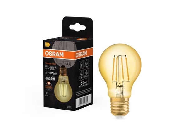Osram Vintage 1906, 7,5 W, 63 W, E27, 865 lm, 15000 h, Lämmin valkoinen
