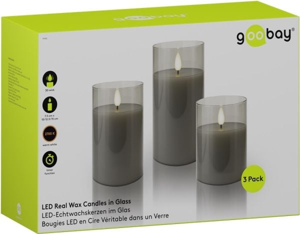 Goobay 77755, Figur, Gjennomsiktig, Grå, Stearinlys, LED, 0,06 W, 6 lm