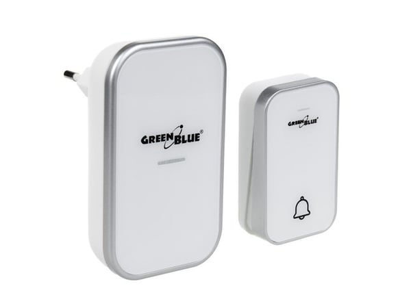 GreenBlue trådlös batterifri kinetisk dörrklocka, 38 melodier, vit, räckvidd 200 m, IP44, GB157 W