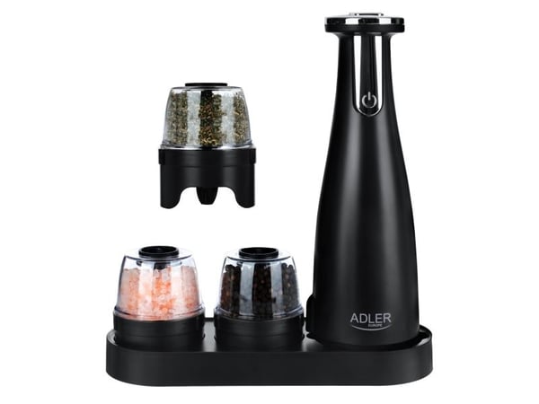 Adler | Elektrisk salt- og pepperkvern | AD 4449b | Kvern | 7 W| Karosserimateriale ABS-plast | Litium | Kverner med keramiske kverner; Lade lys; A...