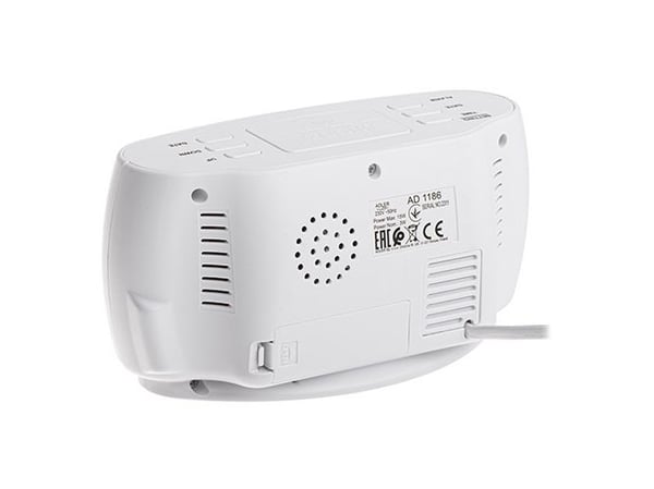 Adler AD 1186W, Digital vekkerklokke, Oval, Svart, Hvit, Alarm, LED, Hvit