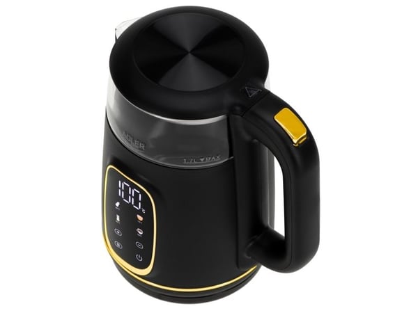 Adler D 1305 BG, 1,7 l, 2200 W, Svart, Gjennomsiktig, Gull, Glass, Plast, Justerbar termostat, Vannivåindikator