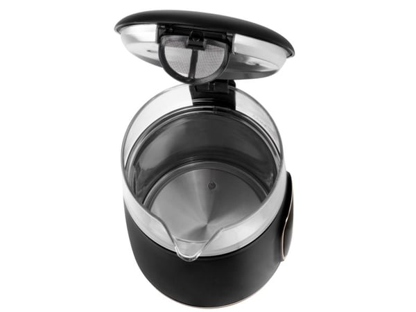 Adler D 1305 BG, 1,7 l, 2200 W, Svart, Gjennomsiktig, Gull, Glass, Plast, Justerbar termostat, Vannivåindikator