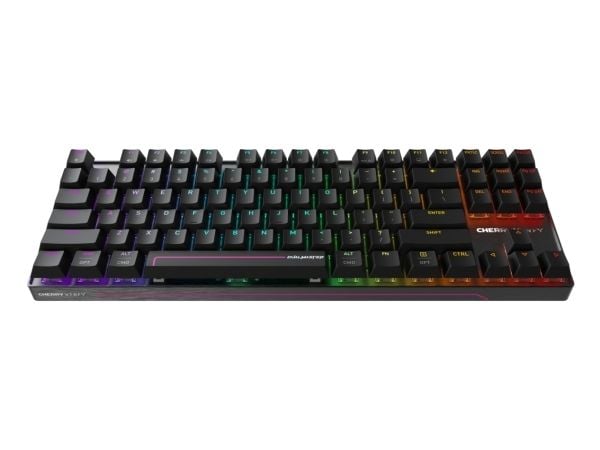 CHERRY MX 8.2 Pro TMR Wireless, Ledning & Trådløs, USB + RF Wireless + Bluetooth, Magnetic-mechanical key switch, QWERTY, RGB LED, Svart