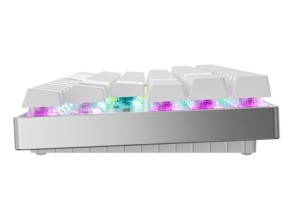 CHERRY MX 8.2 Pro TMR Wireless, Ledning & Trådløs, USB + RF Wireless + Bluetooth, Magnetic-mechanical key switch, QWERTY, RGB LED, Sølv, Hvit