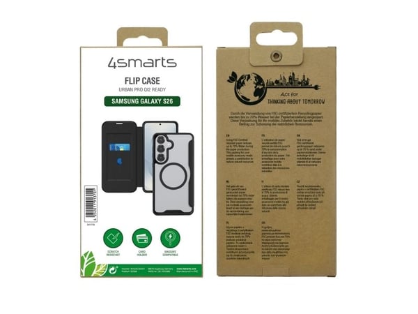 4smarts 541778, Flip case, Samsung, Galaxy S26, 16 cm (6.3"), Svart, Gjennomsiktig