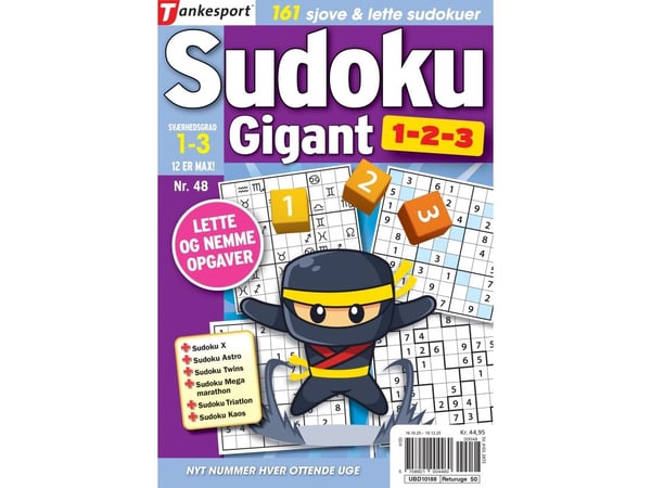 Sudoku GIGANT 1,2,3 | Keesing/Tankesport | Språk: Dansk