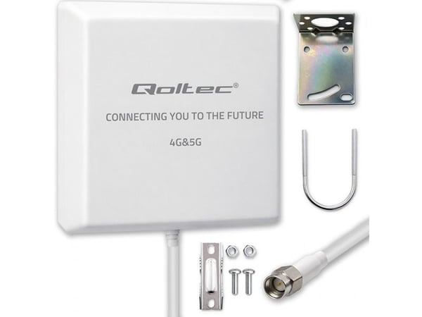 Qoltec - Antenne - mobiltelefon, IoT - 9 dBi - direksjonal - ekstern montering, mast, utendørs, brakettfeste