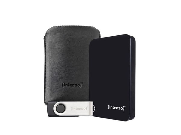Intenso Bonuspack - Harddisk - 1 TB - ekstern (bærbar) - 2.5" - USB 3.2 Gen 1 - 5400 rpm - buffer: 8 MB - svart - med 64 GB USB flash drive