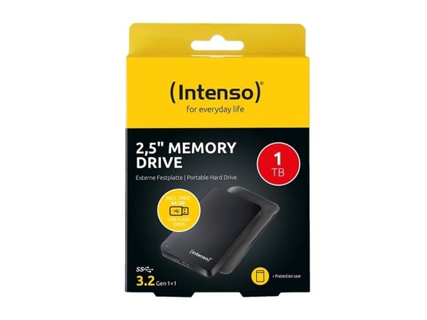 Intenso Bonuspack - Harddisk - 1 TB - ekstern (bærbar) - 2.5" - USB 3.2 Gen 1 - 5400 rpm - buffer: 8 MB - svart - med 64 GB USB flash drive