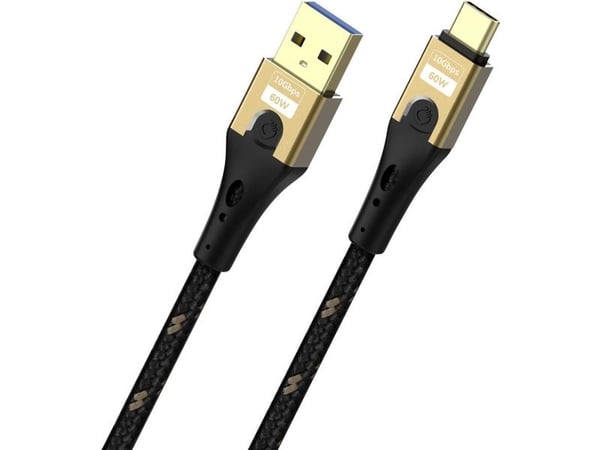 OEHLBACH D1C9551, 1 m, USB A, USB C, USB 3.2 Gen 1 (3.1 Gen 1), 10 Gbit/sek, Svart